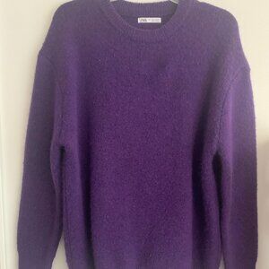 Zara Sweater Purple Large Soft Knit Super Soft Long Sleeve